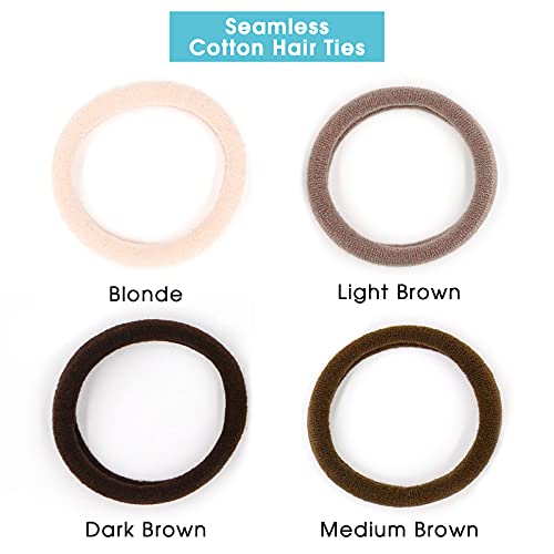 HOYOLS Large Fabric Hair Ties Soft & Gentle Bands Ponytail Holder for Thick Heavy Curly Hair, No Slip No Damage Seamless Scrunchies Headbands 100 Pcs (Caramel) - color: Caramel