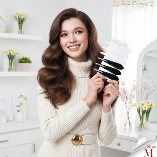 RC ROCHE 6 Pcs Duck Bill Alligator Hair Clips for Women Sectioning Flat Claw Long Thick Hair Inner Teeth Curved Styling Jaw Strong Secure Grip Salon, Medium Black & White - color: (Medium) Black & White