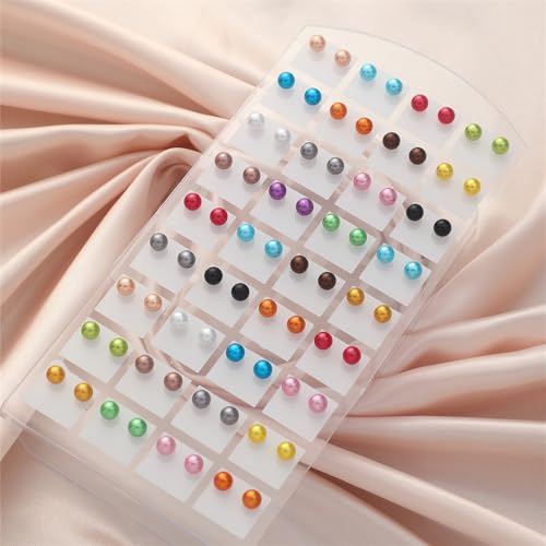 36 Pairs Imitation Pearl Earrings Round Ball Ear Studs Colorful Faux Mixed Sizes Stud Earrings Set for Women Classic Bohemian Turquoise Oval Jewelry Gifts - color: Style 01(36 Pairs)