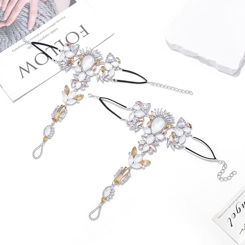 Woeoe Light up Rhinestone Foot Chain Growing Crystal Barefoot Sandals Anklets Beach Foot Jewelry for Women
