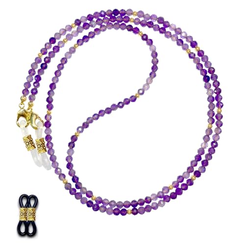 Damanse Beaded Glasses Chain,Eyeglass & Sunglass Strap For Women Stylish - color: Amethyst