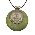 Bohemian Women's Leather Long Pendant Necklace Sweater necklace Adjustable Retro Woven Handmade Jewelry - color: Green Wood