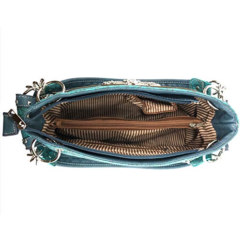 Zelris Buckle Abstract Butterfly Artwork Women Conceal Carry Shoulder Handbag - color: Beige