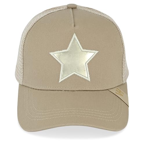 VINTAGE HAVANA Trucker Hats Women | Mesh Adjustable Snapback Hat | Men & Women Cute Trendy Fashion Baseball Cap - color: Khaki/Washed Gold