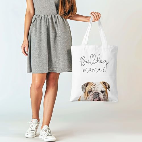 Dog Mama Canvas Tote Bag for Women, Dogs Lover Gift for Dog Mom, Birthday Christmas Cute Rottweiler Gifts For Women. - color: Bulldog Mama (024)
