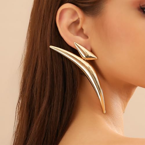 Unique Large Y2k Gold Statement Dangle Earrings for Women Exaggerated Big Irregular Oversized Silver Dangling Drop Earring Vintage Punk Jewelry Accessories - color: Gold