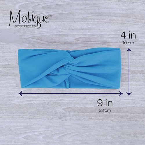 Motique Accessories Solid Twist Turband Headwrap Hair Band for Women (Blue) - color: Blue