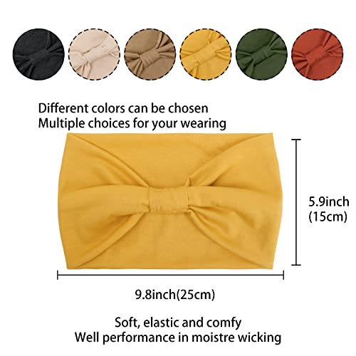 Tobeffect Wide Headbands for Women Wide Knotted Hairbands Turbans Non Slip Boho Head Wraps Hair Accessories for Girls Solid Color, 6 Packs - color: Headbands 7