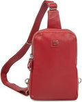 Leather Sling Bag for Women Genuine Crossbody Purse Small Trendy Cross Over Chest with Phone and Credit Card Slots (Red Nappa) - color: Red Nappa