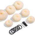 Teenitor Donut Bun Maker Set - Hair Bun Ring with 5 Bands, 20 Bobby Pins & 7 Chignons (2 Small, 2 Medium, 1 Large, 1 Extra-Large) for Hairstyles in Beige - color: B-Beige