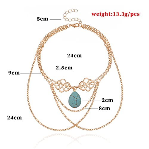 Multilayer Turquoise Arm Chain Boho Upper Arm Bracelet Vintage Hollow Flower Armlet Gold Drop Tassel Armband Summer Beach Arm Bracelet Jewelry for Women
