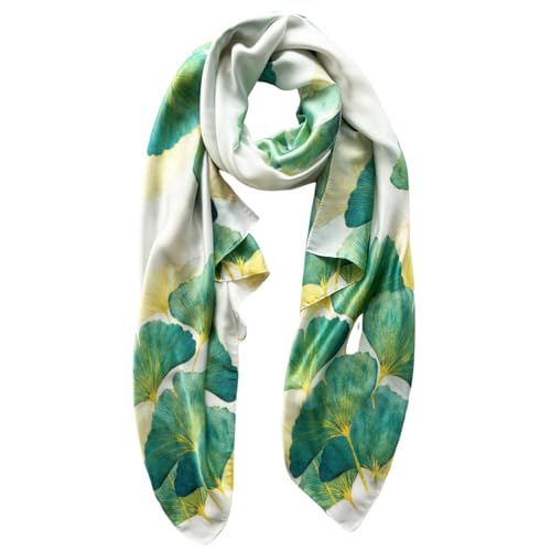 Long Silk Like Scarf Lightweight Satin Scarves Large Sunscreen Shawl Wrap for Women - color: 014.lotus Leaf Green