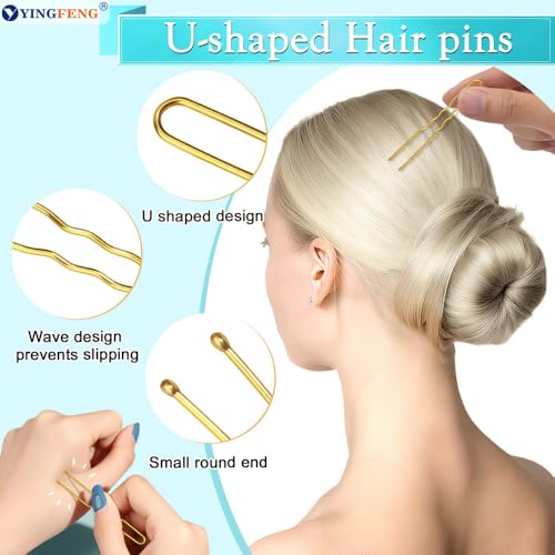 YINGFENG 134 Pcs Beige Hair Bun Maker Kit Medium - 4 Bun Hair Pieces for Women, 20 Hair Net for Buns, 100 Bobby Pins for Women, 10 Hair Bands, for Ballet Styling, Hair Accessories for Girls - color: beige, size: Medium