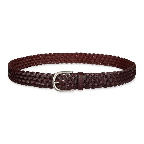 Levi's Women's Fully Adjustable Casual Leather Braided Belt for Jeans and Dresses - color: Burgundy, size: X-Large
