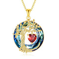 POPLYKE Mothers Day Gifts for Mom Her Wife Tree of Life Necklace 925 Sterling Silver Birthstone Pendant with Crystal Anniversary Birthday Wedding Jewelry for Women - color: 01-Jan-Garnet, style: 18K Gold Plated-Blue Crystal