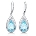 POIUY Gifts for Women Hypoallergenic Teardrop Filigree Birthstone Leverback Dangle Earrings 18K White Gold Fashion Jewelry Anniversary Wedding Birthday Gifts for Women Daughter Sister Girlfriend Wife - style: 3-March Birthstone Earrings