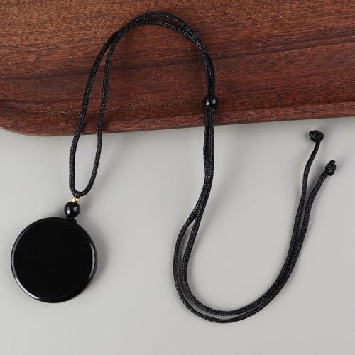Obsidian Tree of Life Necklaces Orgonite Healing Crystal Stone Pendant Necklace for Spiritual Healing and Meditation Energy Talisman Sacred for Men Women - color: Black obsidian 3
