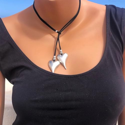 HUASAI Choker Necklace for Women Boho Necklaces Country Concert Outfits for Women Layered Western Choker Necklace Boho Cowgirl Jewelry Accessories Dress - color: K:Heart Boho Necklace