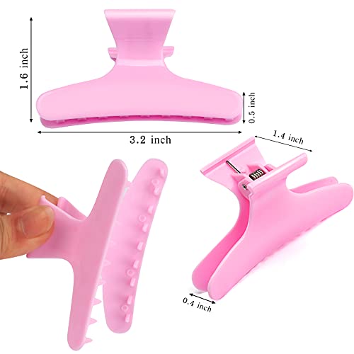 Ondder 12 Pack PInk Butterfly Hair Clamps Clips Hair Claw Clips Pro Salon Clip for Styling, Sectioning, Cutting, Coloring Hair Clips Hairdressing Salon Tool Hair Accessories for Women Girls - color: Pink