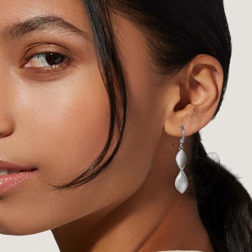 Dangle Earrings For Women, Silver Plated Lightweight Drop Earrings With Sparkling Cubic Zirconia,14K Gold Plated Hypoallergenic Face Shaping Earrings For Wedding Party Daily Office Jewelry Gift - color: Silver-B