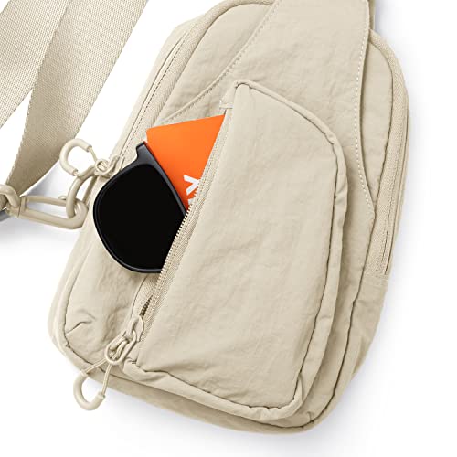 ODODOS Sling Bag with Adjustable Straps Crossbody Chest Bag Lightweight Backpack for Casual Traveling Hiking - color: Beige