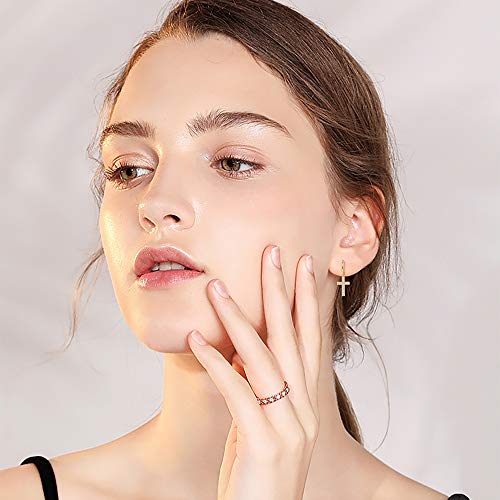 MILACOLATO 925 Sterling Silver Hoop Earrings for Women 18K Gold/Rhodium Plated Drop Dangle Hoop Earrings with Charms Cross Spike Moon Star Paperclip Link Statement Earrings Convertible Link Huggie Earrings Hypoallergenic - color: Gold Tone : Hoop with Dan