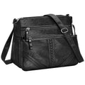 ELDA Crossbody Bags For Women Pocketbooks Soft PU Leather Purses and Handbags Multi Pocket Shoulder Bag - color: X-black