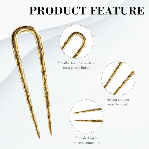 4 Pcs U Shaped, Metal French Twist Hair Pins, Hair Forks for Buns, Updo Accessories for Women & Girls and All Hair Types, Stylish Elegant