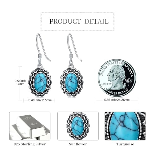 Western Earrings for Women 925 Sterling Silver Turquoise Western Country Dangle Drop Earrings Country Jewelry Gifts for Cowgirl Cowboy - style: Turquoise-B