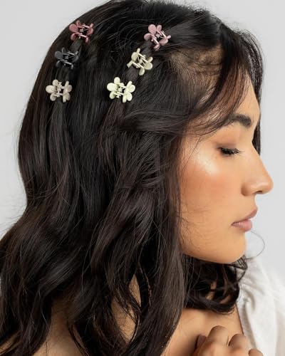 Mini Flower Hair Clips 100Pcs, Small Hair Clips Mini Claw Clips Cute Jaw Clips Hair Pins Hair Barrettes Hair Accessories for Women Girls Kids Teens - color: Neutral