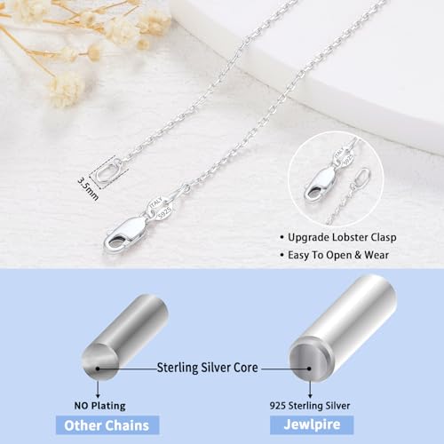 Jewlpire 18k Gold Plated 925 Sterling Silver Chain Necklace for Women, 1.2mm Cable Chain Necklace Thin & Dainty & Sturdy Women's Chain Necklaces 14/16/17/18/20/22/24 Inch - color: 925 Sterling Silver, size: 24 Inch
