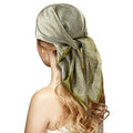 Stlvoll 100% Silk Head Scarf for Women - 27" Hair Scarves Satin Bandanas Square for Night Sleeping with Gift Packed - color: Yellow/Green/Checkered