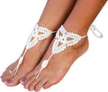 White barefoot sandals Beach wedding Crochet Barefoot Sandals, Nude shoes, Foot jewelry, Bridal barefoot sandal, Bridal lace shoes, Wedding accessory for Bridesmaids