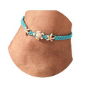 Yokawe Boho Turtle Anklets Bracelets Blue Starfish Summer Beach Waterproof Barefoot Sandals Jewelry for Women