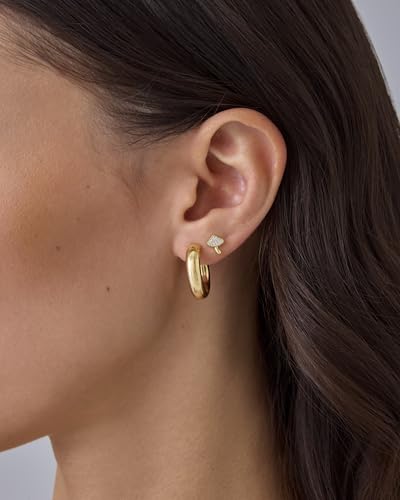 PAVOI 14K Gold Plated Dainty Flat Back Earrings for Women - Hypoallergenic Sterling Silver Posts Helix Cartilage Piercing Jewelry - Emoji Motif Bow Celestial Flatback Gold Stud Earrings Screw Back - style: Mushroom