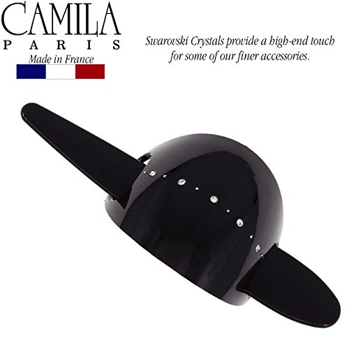 Camila Paris CP2644 French Hair Barrette with Stick, Hair Ponytail Holders, Amber, Slide Hair Pins for Buns Chignon, Strong Hold Hair Bun Clip, No Slip Hair Accessories for Women, Made in France - color: Black