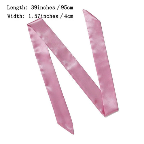 10 Pcs Long Thin Small Skinny Scarf Satin Neck Tie Ribbon Choker for Women Girls - color: Pink