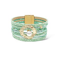 Long tiantian Boho Leather Wrap Bracelets Western Bracelets for Women Stackable Starfish Crystal Pearl Turquoise Leather Bracelet With Clasp Jewelry Gifts Boho Dresses - color: C4:green leather bracelet