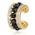 MEVECCO Ear Cuff Non Piercing for Women 18K Gold Plated Dainty Ear Cuff Earring Stacks Cartilage Clip On Wrap Huggie Minimalist Fake Piercings Open Hoops Jewelry Gifts - style: black