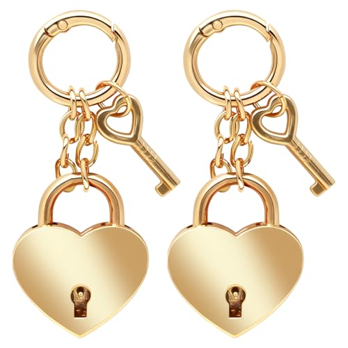 Gold Heart-Shaped Chain Pendant, Bag Charms for Handbags Fashion Accessories for Women - color: Gold