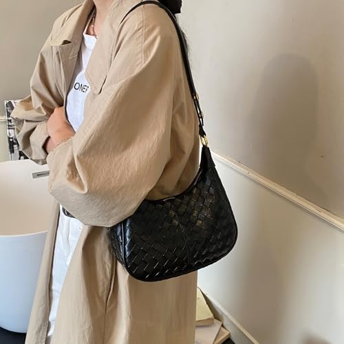 Small Hobo Bags Crescent Shaped Shoulder Bags for Women Mini Cherry Purse Fall Soft Crossbody Handbag 2025 - color: Wy26-97black