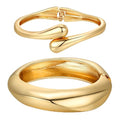 Chunky Gold Bangle Bracelets for Women Trendy 14K Gold Plated Cuff Bracelets Stack, Dainty Gold Bracelet Sets Non Tarnish Fashion Jewelry Gift - style: 2pcs-Gold-BoldTwinDrop