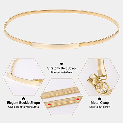 GRACE KARIN Women Skinny Metal Cinch Belt Gold Waistband Elastic Waist Belt CL633 - color: Gold, size: Small