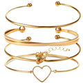 Alegend Titanium Steel (Not Rust, Resist Corruption, Easily Clean) 18K Gold Plated Single Bracelets + 14K Gold Plated Stackable Multilayer Bracelets - style: 14KGold + 4PCS D