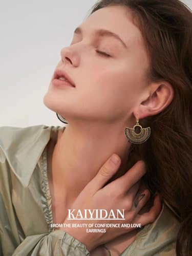 Silver/Gold Boho Dangle Statement Earrings for Women Trendy,Handmade Vintage Dainty Cute Long Drop Summer Earrings,fashion Accessories Jewelry Gifts - color: A13 Fan sector shaped braided rope