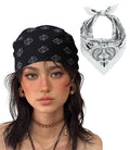 21"x21" Soft Cotton Bandana for Men and Women Unisex Head Wrap Scarf Headband Face Mask for Outdoor - color: Qm2-blk&wht Paisley