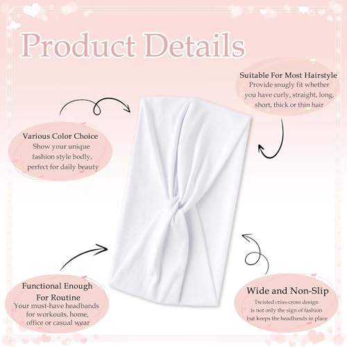 Wide Headbands for Women Cute Headband Valentine's Day Knotted Turban Head Bands Soft Hair Wraps Pink Head Scarf Fashion Turban Hairband Black Scarf Headband For Women’s Hair Accessories - color: Style 140