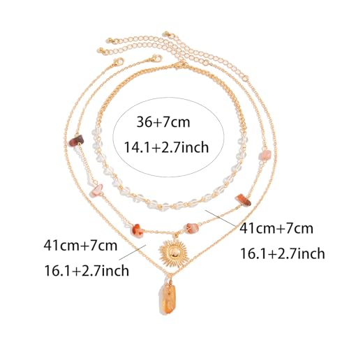 Layered Boho Necklaces for Women Gold Coin Pendant Necklaces Stackable Turquoise Choker Necklace for Women Western Jewelry - style: Style 7