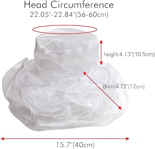 Women's Kentucky Derby Church Dress Hat Wide Brim Leaf Flower Bridal Shower Hat - color: G1-white