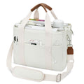 KKXIU Canvas Tote Bag for Women with Zipper and Compartments Crossbody Large Bible Messenger Purse Bag With Pockets | Canvas - color: Beige, size: Large